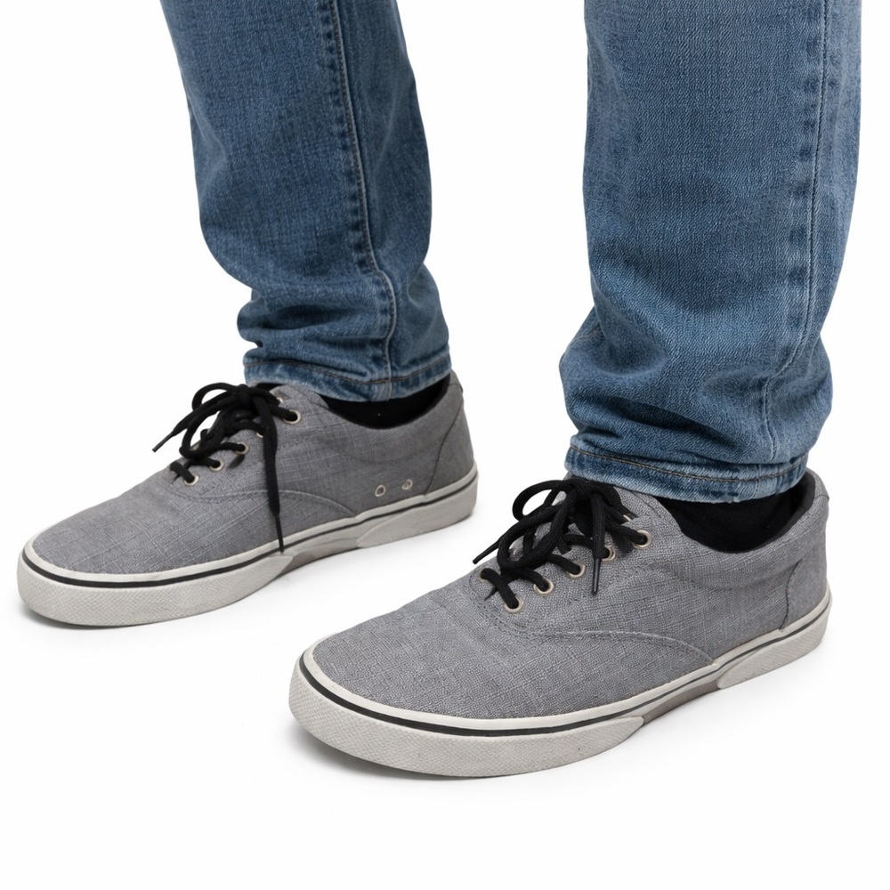 Sperry Gray Canvas Low Top Sneakers Men’s Size 10.5